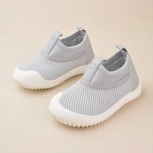 Breathable Mesh Kids Sneakers Anti Kick Toe Non-Slip Sole Elastic Slip Design Customizable Unisex Casual Sport Shoes
