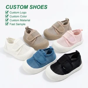 Breathable Mesh Sneakers for Boys and Girls Wide Toe Anti Kick Non Slip Customizable Kids Sports Shoes