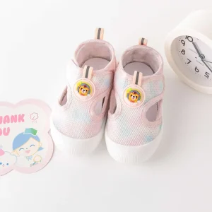Breathable Pink Baby Mesh Sandals Shoes Soft Flexible Sole Hook and Loop Summer Toddler First Walker Dropshipping