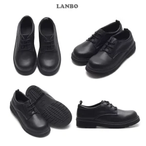 Breathable School Teenagers Boy Formal Occasion Uniform All Black Leather Kids Shoes