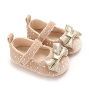 Breathable Soft Sole Kids Home Shoes Cute Bowknot Design Non Slip Elastic Rubber Outsole Lightweight Toddler Princess Flats