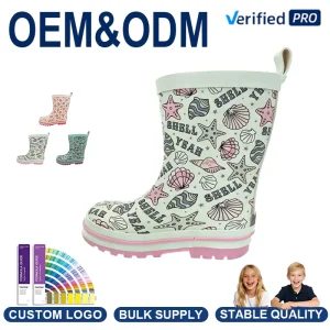 Breathable Toddler Cartoon Rain Boots Waterproof Kids Rain Shoes Lightweight Mid-Calf Polyester Lined Boots