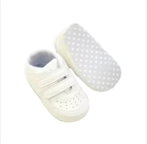 Breathable Toddler Walking Shoes Baby Anti Slip White Shoes Male and Female Baby Velcro Soft Soled Front Shoes