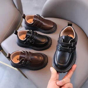 British Design Dress Shoes & Oxfords for Children PU Leather Boys and Girls Uniform Shoes New Kids Brown School Shoes