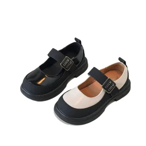 British Fashion Kids Leather Shoes for Girls Single Toddler Campus Style Black Patchwork Spring Princess Temperament for Parties
