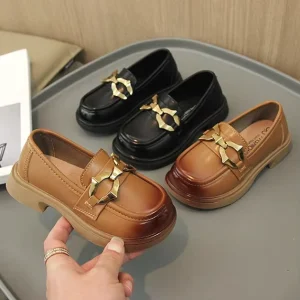 British Fashion Spring Autumn Children PU Loafer Shoes Boys Girls Casual Dress Shoes