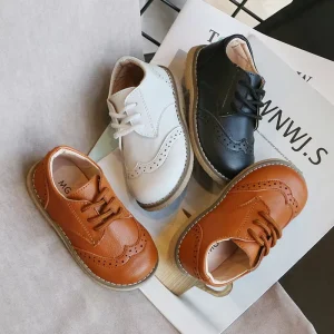 British Style Children’s Dress Shoes Oxfords Black and White Kids Uniform Footwear School Type Baby Boys Wedding Shoe