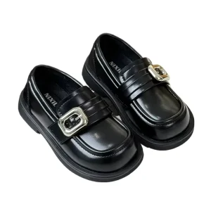 British Style Microfiber Leather Flats for Toddlers Spring Boys and Girls Slip On Loafers Comfortable Kids’ Flat Shoes