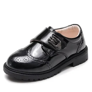 British Style Small Leather Shoes for Kid Boys Children’s Dress Shoes Black Primary School Flower Boy Performance Baby Shoes