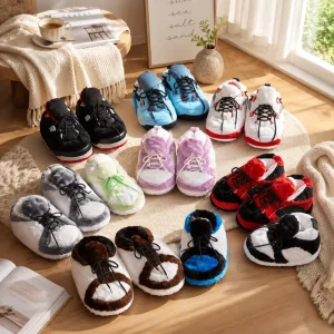 Bulk Supply OEM ODM Plush Sneaker Slippers for Women Men for Kid Winter Home Shoes Indoor Outdoor Plush Slippers Trainer Slipper