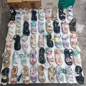 Butterfly Girls Light Weight Breathable Summer Sandals for Princess Round Feature Child Slippers Shoes