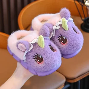 CHIQUE Girls Unicorn Slippers Comfortable Cute Cozy Soft House Slippers for Toddler Girl
