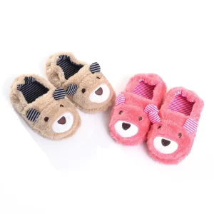 CHIQUE KIDS Animal Bear Cute Warm Plush Anti Slip Slippers for Children’s Winter Home Use Unisex
