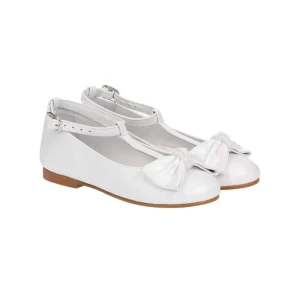 CHOOZII Custom Children Princess Shoes Classic T Bar Bow White Genuine Leather Mary Jane Shoes for Kids Girl