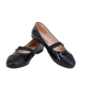 CHOOZII Kids Girls Party Ballet Flat Genuine Leather Pearl Clasp Dress Shoes for Women
