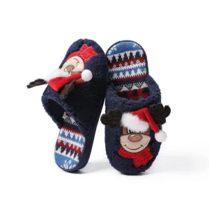 CORIFEI Parent child Christmas Hat Bear Cute Warm Indoor Home Slippers for Women and Kid