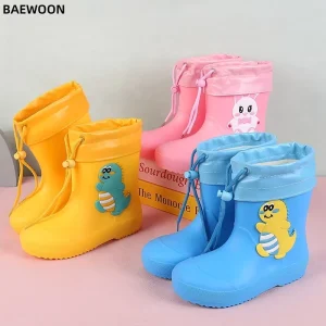 CRB10 Children Rain Boots Boy Girl Rain Boots Anti slip Waterproof Children Cartoon Student Kid Water Shoes