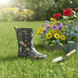 CS-73 Customized Waterproof Anti-slip Rubber Durable Pattern Children Vulcanized Rubber Rain Boots for Kids