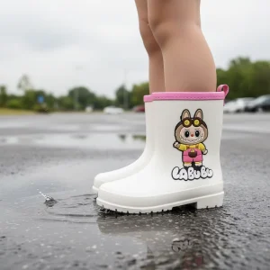 CSZ-19 Cute Waterproof Non-slip Camping Rain Boots for Children Toddler PVC Shoes Cartoon Overshoes