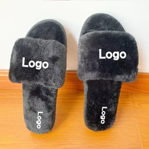Canada High Quality New Fur Indoor One Strap Slippers for Kids Fur Design Fashion Winter Slippers