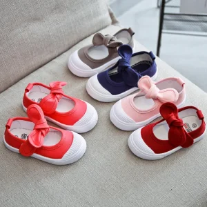 Candy Colors Knot Bow Girl Shoes Kids Children Girls Canvas Shoe