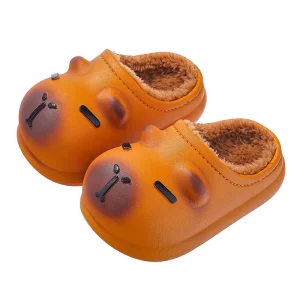 Capybara Kids Slippers Waterproof Winter Cotton Slippers Warm Fleece Lined Home Shoes for Big Toddlers Boys Girls