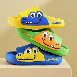 Cartoon Animal Open Toe Non Slip Home Bathroom Shoes Baby Kids Flats Footwear Boy Shark Sandals Slides Slippers
