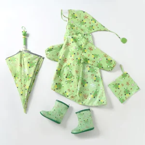 Cartoon Animal Style Waterproof Kids Raincoat for Children Rain Coat Rain Boots and Umbrella Rainwear Set