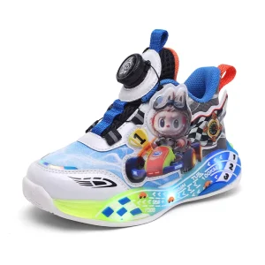 Cartoon Anime Children’s Light Shoes Cute Glowing Shoes Boys Girls Fashionable Children’s Height Increasing Rotating Buckle