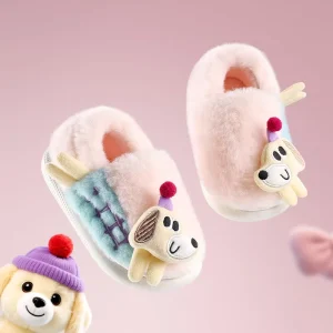 Cartoon Anime Winter Indoor Slippers Kids Cotton Padded Shoes Form Capybara Stuffed Animals Warm Fur Shoes Plush Design Gifts