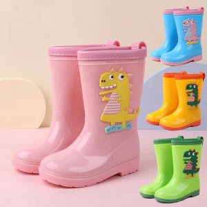 Cartoon Anti Slip Cute Children’s Wellington Boots for Boys and Girls Anti Wearable Waterproof PVC Plastic Rain Boots