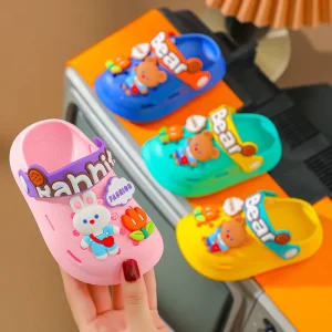 Cartoon Design Children’s Water Slippers Waterproof Beach Shoes for Boys and Girls Lightweight Kids PVC Shoe