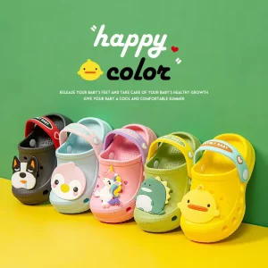Cartoon Design Water Shoes for Beach Fashion Ankle Strap Kids PVC Swimming Footwear Colorful Boy and Girl Baby Slipper