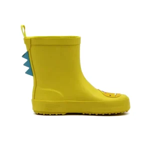 Cartoon Dinosaur Rubber Rain Boots Soft PVC Fully Waterproof Anti Slip Sole Easy Pull on Children Wellies for Outdoor Play