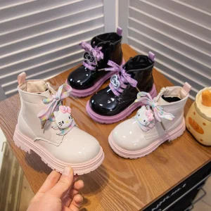 Cartoon Kids Ankle Boot Shoes Fashion Footwear Children Leather Soft Sole Rubber Boots for Girls