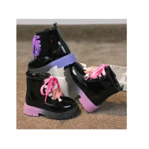 Cartoon Kids Ankle Boot Shoes Winter Footwear for Children Patent Leather Designer Rubber Boots for Girls
