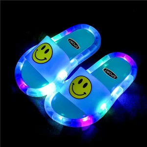 Cartoon Like LED Light PVC Sole Slipper Shoes for Kids Night Luminous Summer Flash Polka Dot Slippers Leisure for Hotel Spring