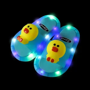 Cartoon Like LED Light PVC Sole Slipper Shoes for Kids Night Luminous Summer Flash Slippers Leisure Style for Beach House Hotel
