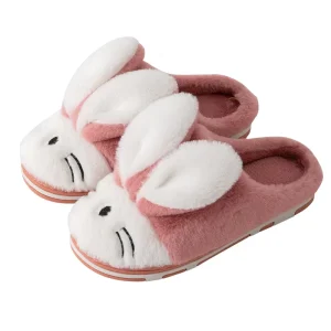Cartoon Little Rabbit Indoor Home Slippers for Family Winter Autumn Cozy Cute Style with Anti Slip Feature for Kids