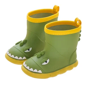 Cartoon Mid Length Dinosaur Waterproof Rain Boots for Boys and Girls Anti Slip Outdoor Waterproof PVC Boots