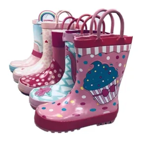 Cartoon Printing Half Height Children Rubber Rain Boots