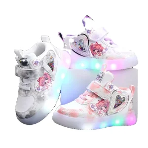 Cartoon Soccer Soft Soles Kids Walking Shoes Fashion Leather Led Light Shoes for Children Aged 1 6