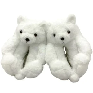 Cartoon Teddy Bear Plush Slippers Thick Warm Cotton Shoes for Home Use One Size Fits All Holiday Gift Set