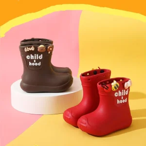 Cartoon Waterproof Rain Boots for Children Letter Patent Kids Water Walking Shoes PVC Footwear for Boys Girls