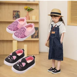 Casual Baby Walking Shoes Cute Cartoon Design Soft Soled Canvas Children’s Shoes