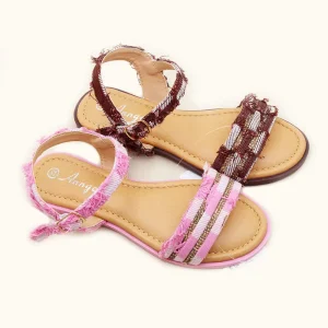 Casual Children’s Open Toe Lace up Sandals Comfortable Non slip Craft Girls Flat Shoes