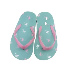 Casual Outdoor Home Pvc Straps Green Printed PE Flip Flops For Children