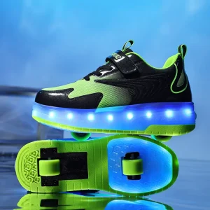 Casual Shoes Usb Charging Boys Girl Automatic Led Lighted Flashing Kids Children Roller Skate Glowing Sneakers With Wheels