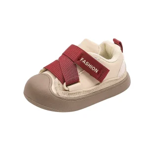 Casual Sports Shoes Kids Wear-Resistant Leather Lace-Up Non-Slip Walk-On Breathable Net Design Boys Girls Spring