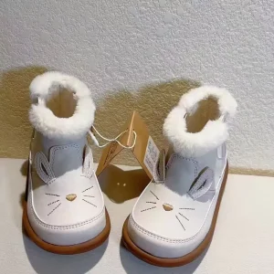 Casual and Fashionable Rabbit like Winter Girls Baby Boots Mid Tube Socks Shoes